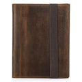 Brown Crazy Horse leather A5 notebook protective sleeve with square shape and socket-style design