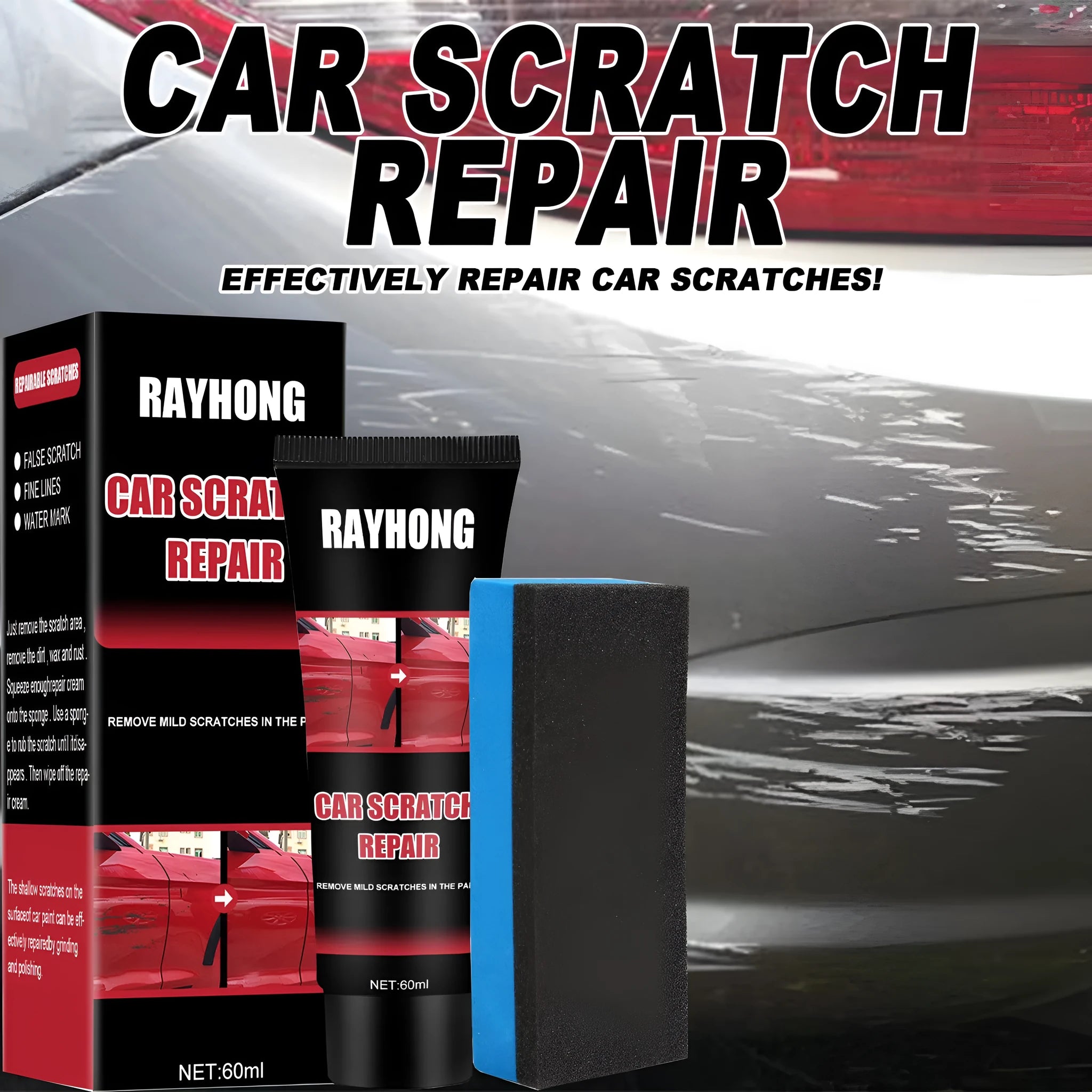60ml car scratch repair wax set with polishing pad for automotive lacquer paint maintenance