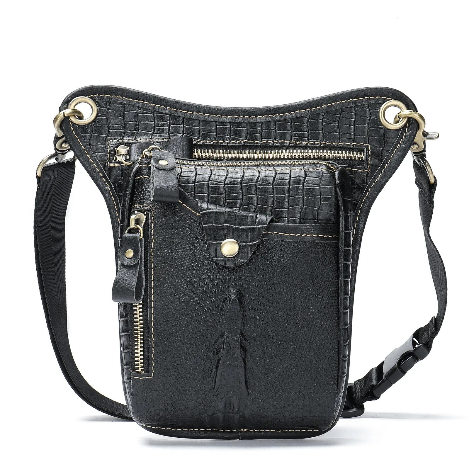 Genuine crazy horse leather retro satchel bag for men in brown and black colour options.