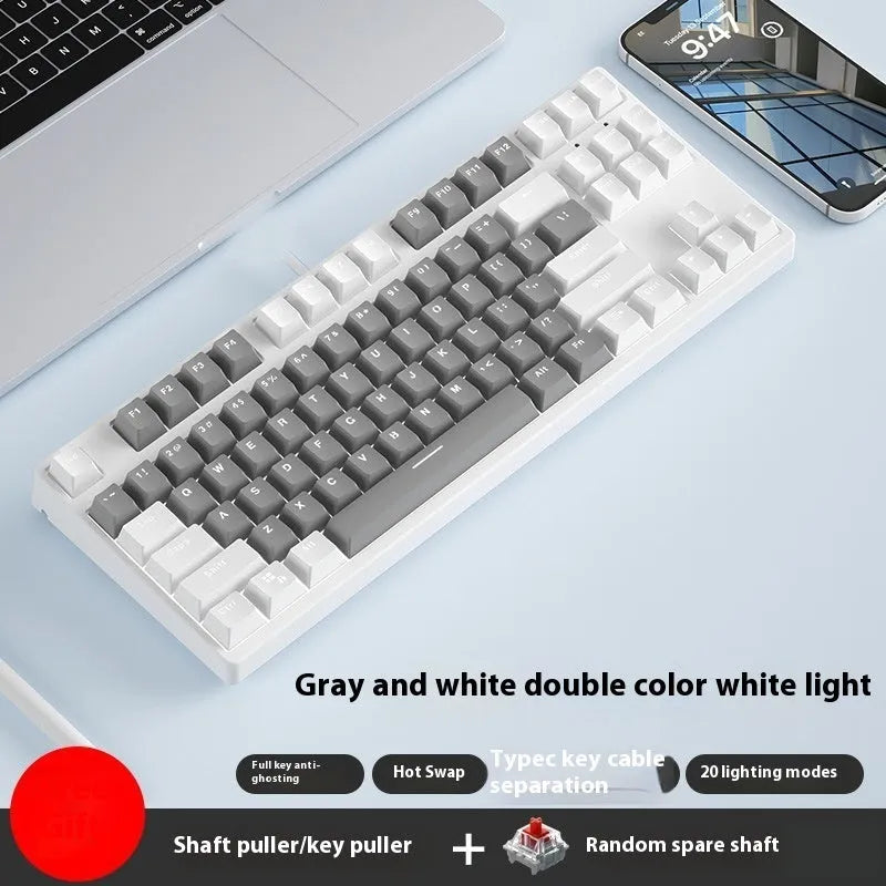 87-key mechanical gaming keyboard with dual-colour backlighting and metal chassis