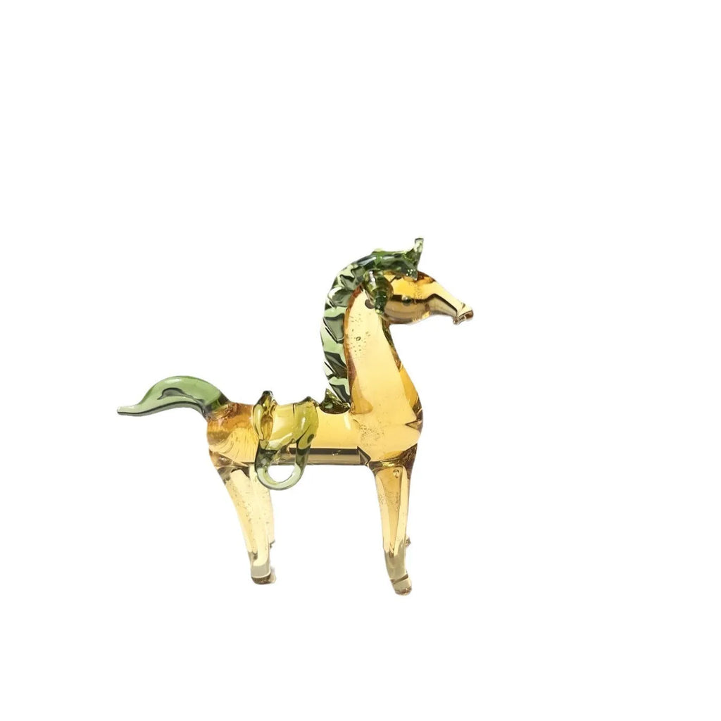Glazed horse figurine decoration in coloured glaze with modern design for office decor