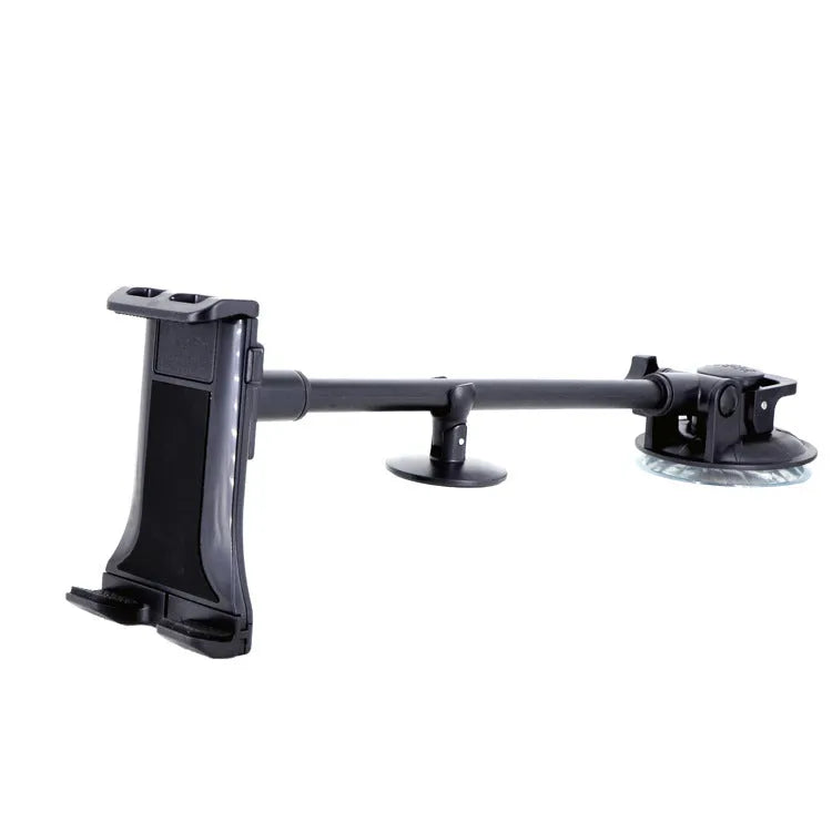 Black universal 4-12 inch vehicle tablet and phone holder with lifting bracket and long-rod suction cup