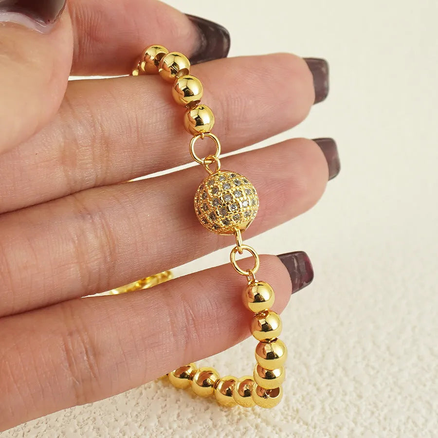 Copper bracelet with zircon stones in Arabic style featuring heart shape design