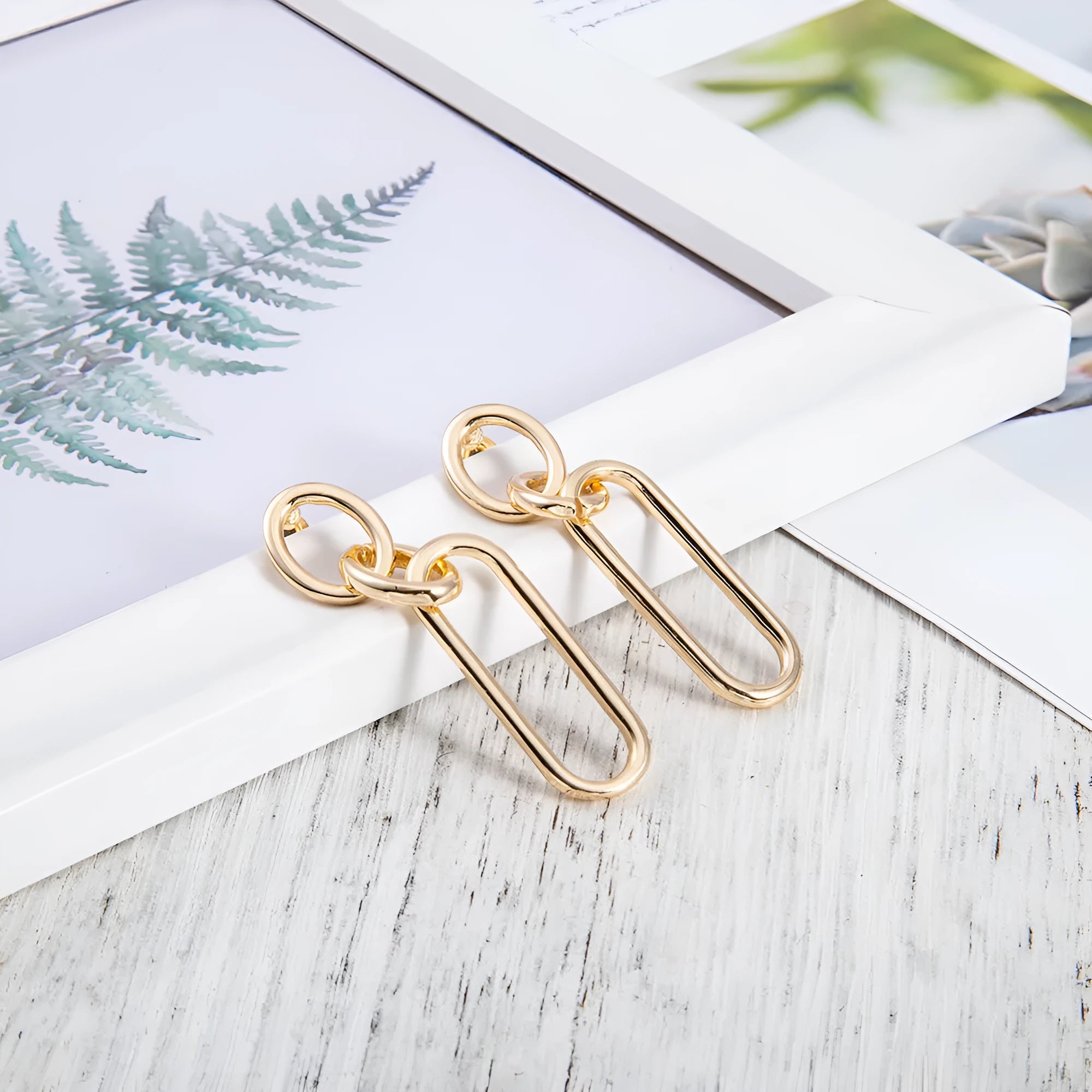 Sterling silver needle colour geometry hoop earrings with ring and line design elements