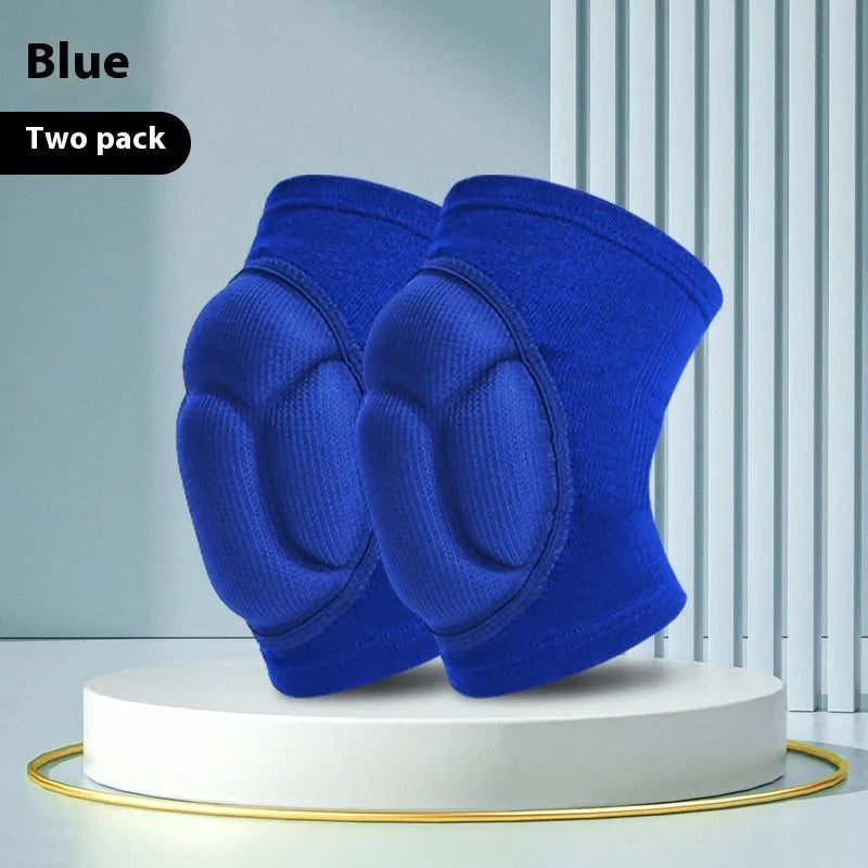 A pair of black thick sponge dance kneepads for anti-collision protection in sports.
