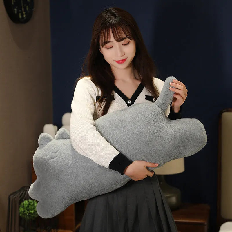 Cute cartoon cat pillow plush toy in 70cm size, standing cat design in yellow