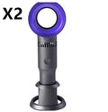 Portable bladeless desk fan with USB cable and base in assorted colours