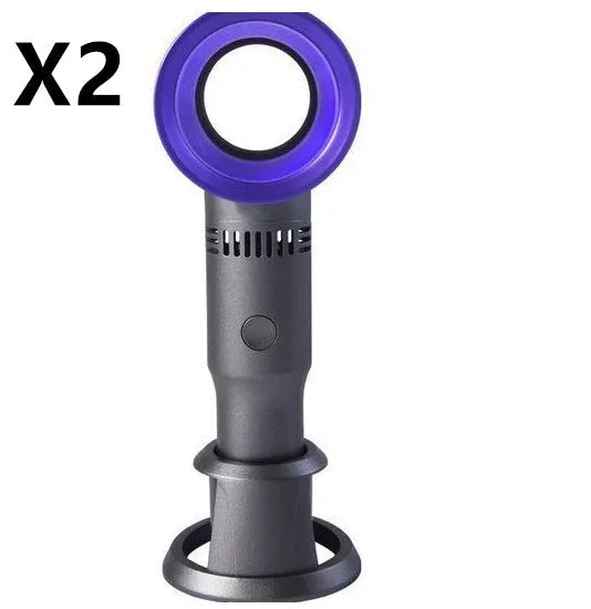 Portable bladeless desk fan with USB cable and base in assorted colours
