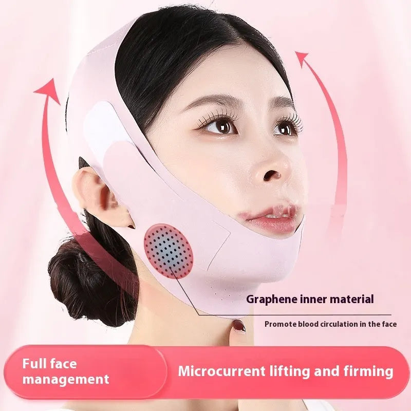 Small V face shaping mask for facial lifting and anti-sagging support in breathable fabric