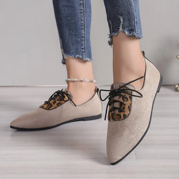 Beige leopard print pointed toe pumps for women in plus sizes