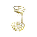 Black wrought iron double-layer fruit basket with open weave design for restaurant snack storage