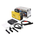 MMA-200MIN DC inverter welding machine with welding tongs, grounding clamps, face shield and brush hangers
