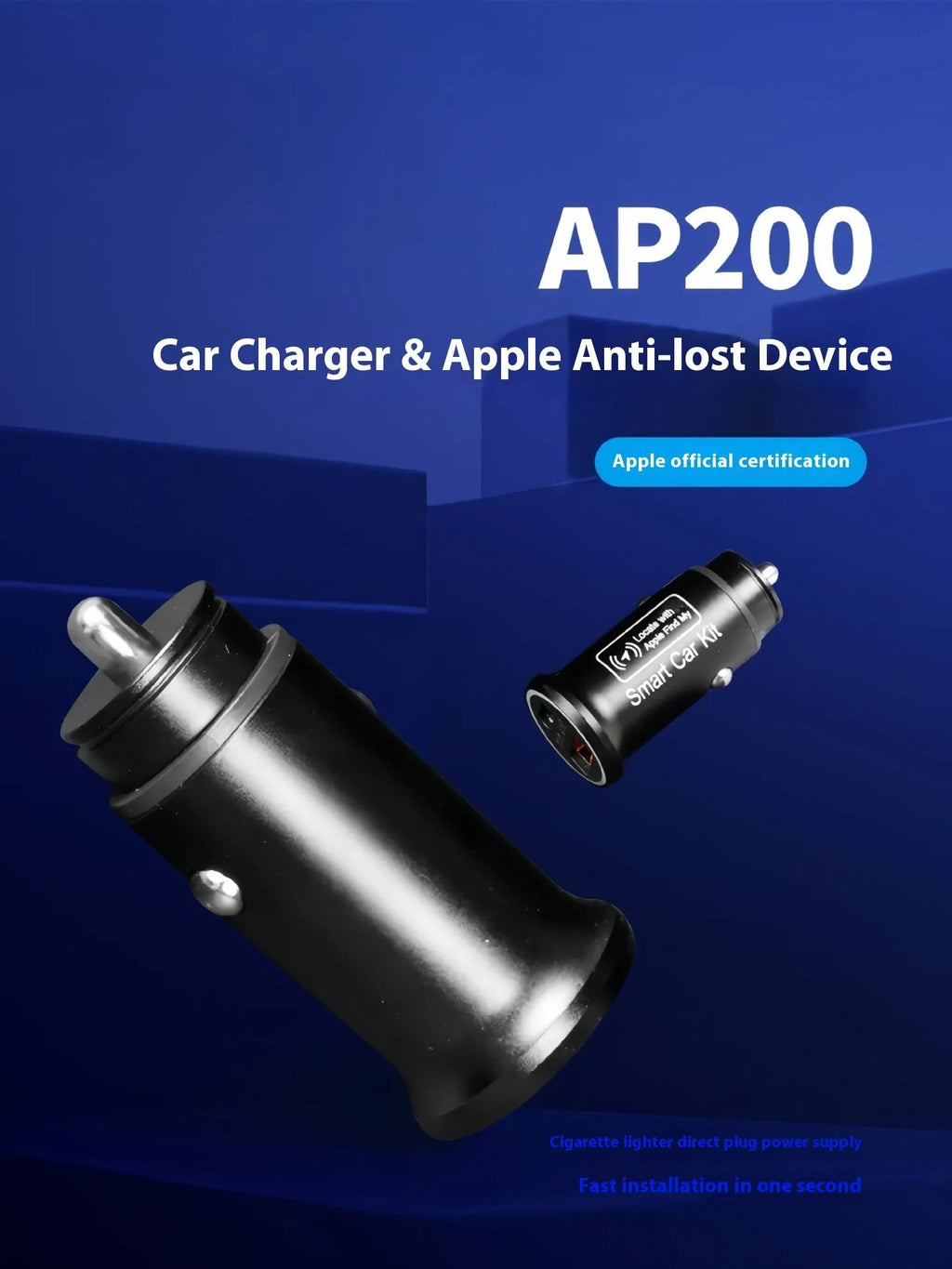 Black ABS plastic car charger GPS vehicle tracker device with power plug.