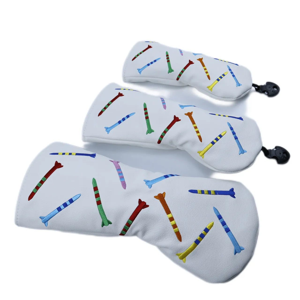 Set of black PU golf training poles shown in large, medium, and small sizes on a plain background.