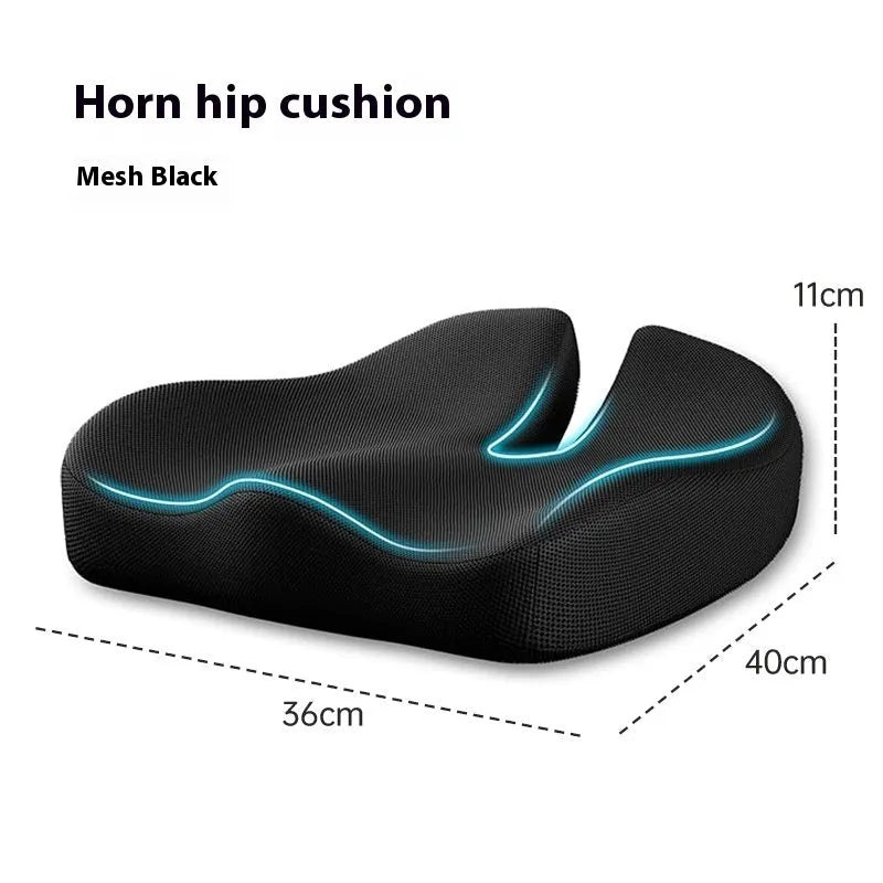 Memory foam office chair cushion with lumbar support measuring 36x40x11cm