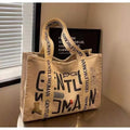 Large canvas women's tote bag with printing, shown in different colour and pattern style options.