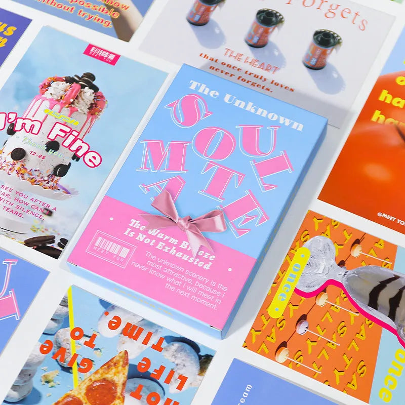 Fresh style postcard set showing two creative message designs for gift giving.