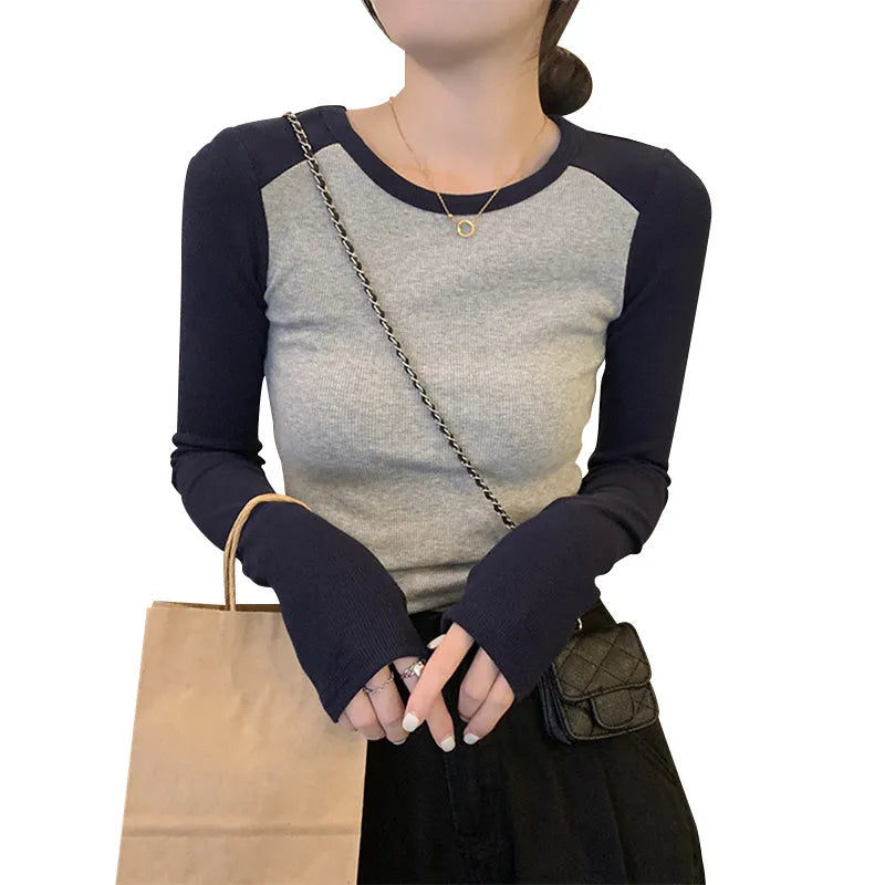 Women's casual viscose top with princess sleeves and embroidery detailing in dark blue colour