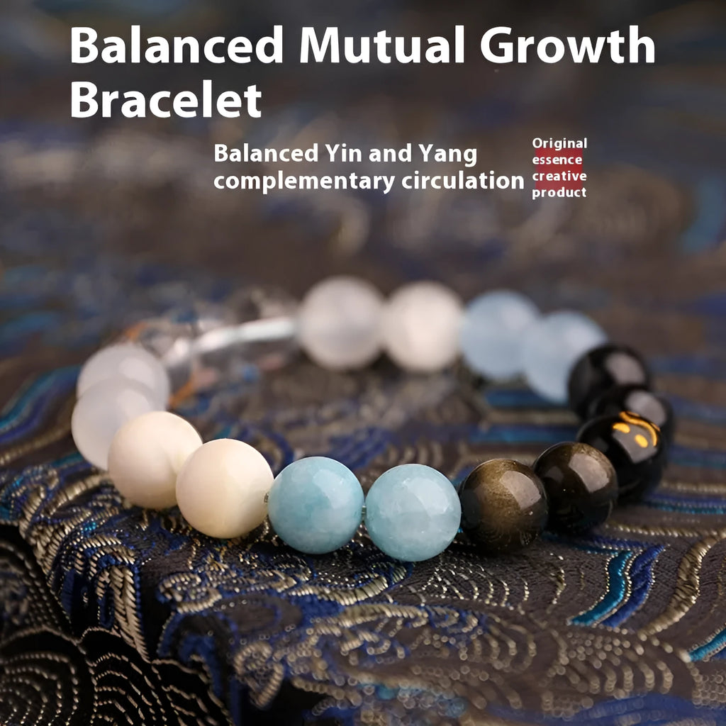 Natural crystal Five Elements bracelet in New Chinese design with round polished beads on wrist, available in multiple colour options