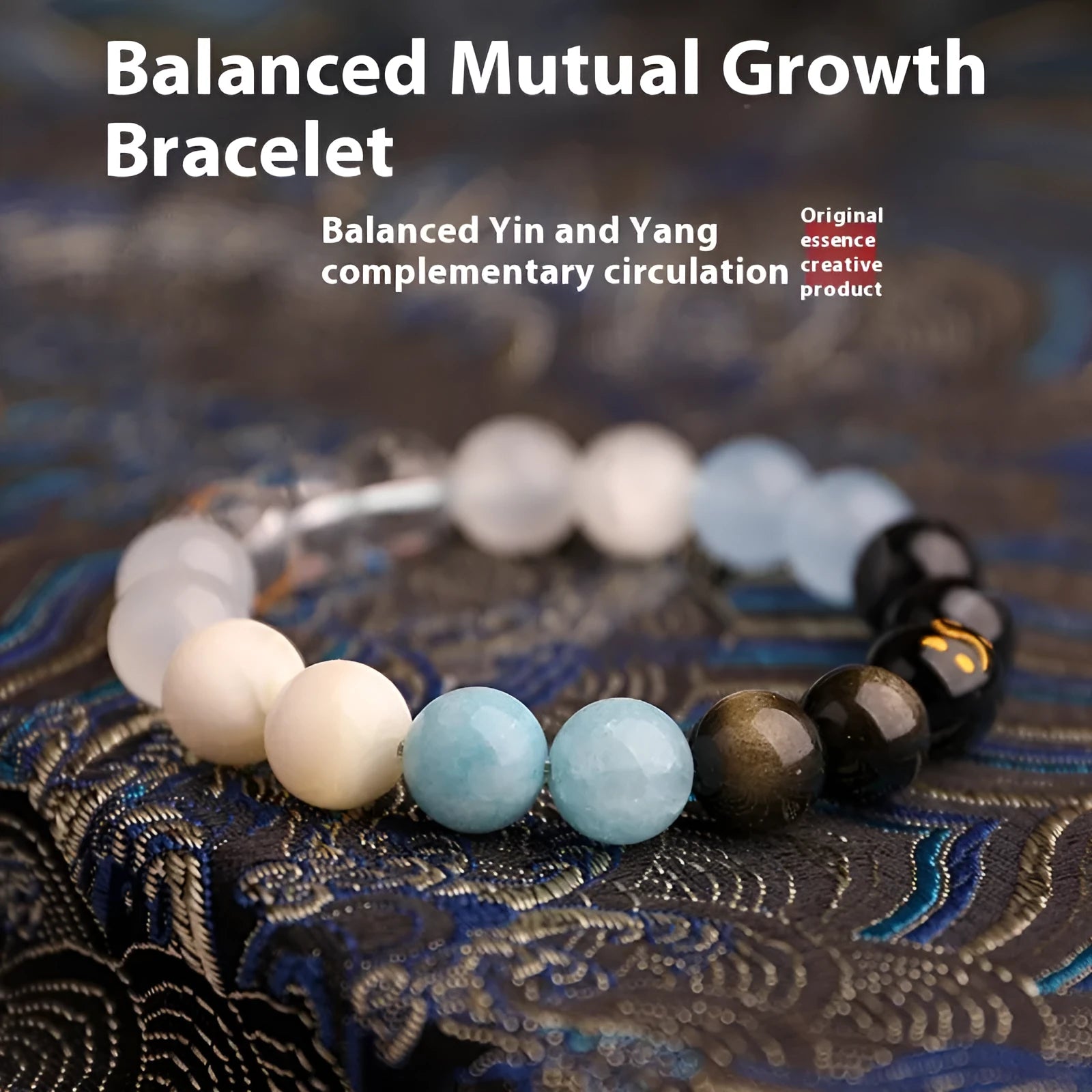 Natural crystal Five Elements bracelet in New Chinese design with round polished beads on wrist, available in multiple colour options