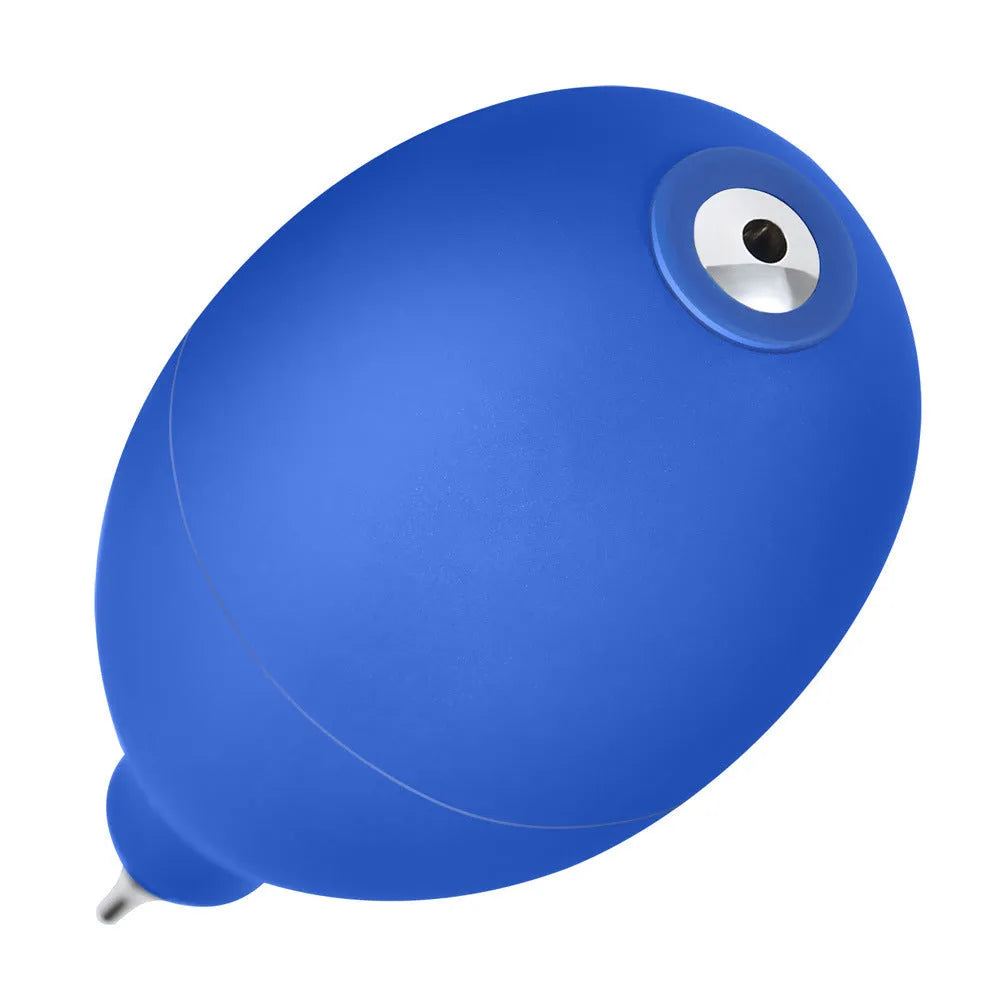 Blue and black rubber dust removal blower tool for cleaning cameras and phones
