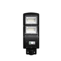 Integrated solar street light unit with solar panel and LED light source for outdoor installation