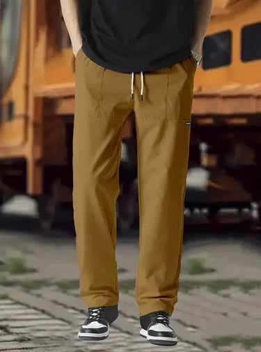 Men's lightweight polyester trousers for spring and autumn in light grey colour
