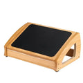 Natural wood colour adjustable bamboo office desk footstool showing height adjustment mechanism