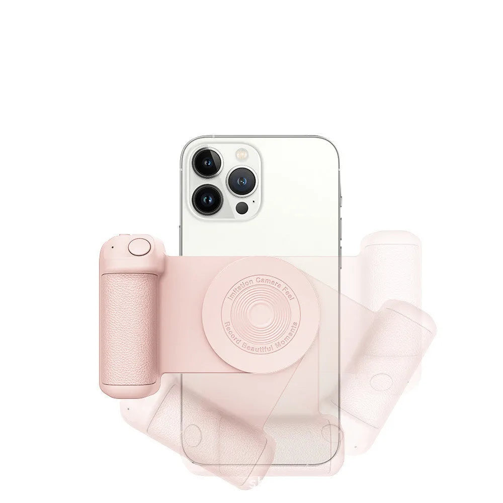 Black magnetic wireless charging camera bracket with rotatable phone holder and ergonomic handle