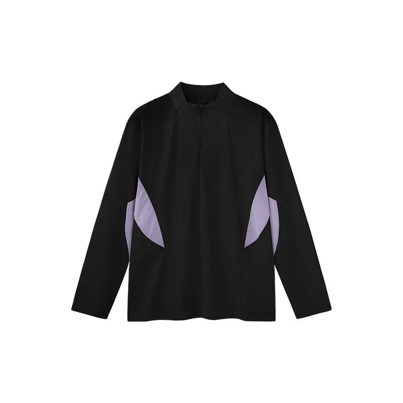 Men's lightweight polyester top with stitching detail in solid colour, showing both long sleeve and short sleeve options