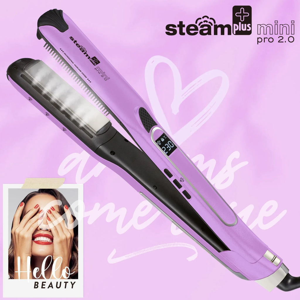 Mini steam splint spray hair straightener in champagne colour with 200W power rating