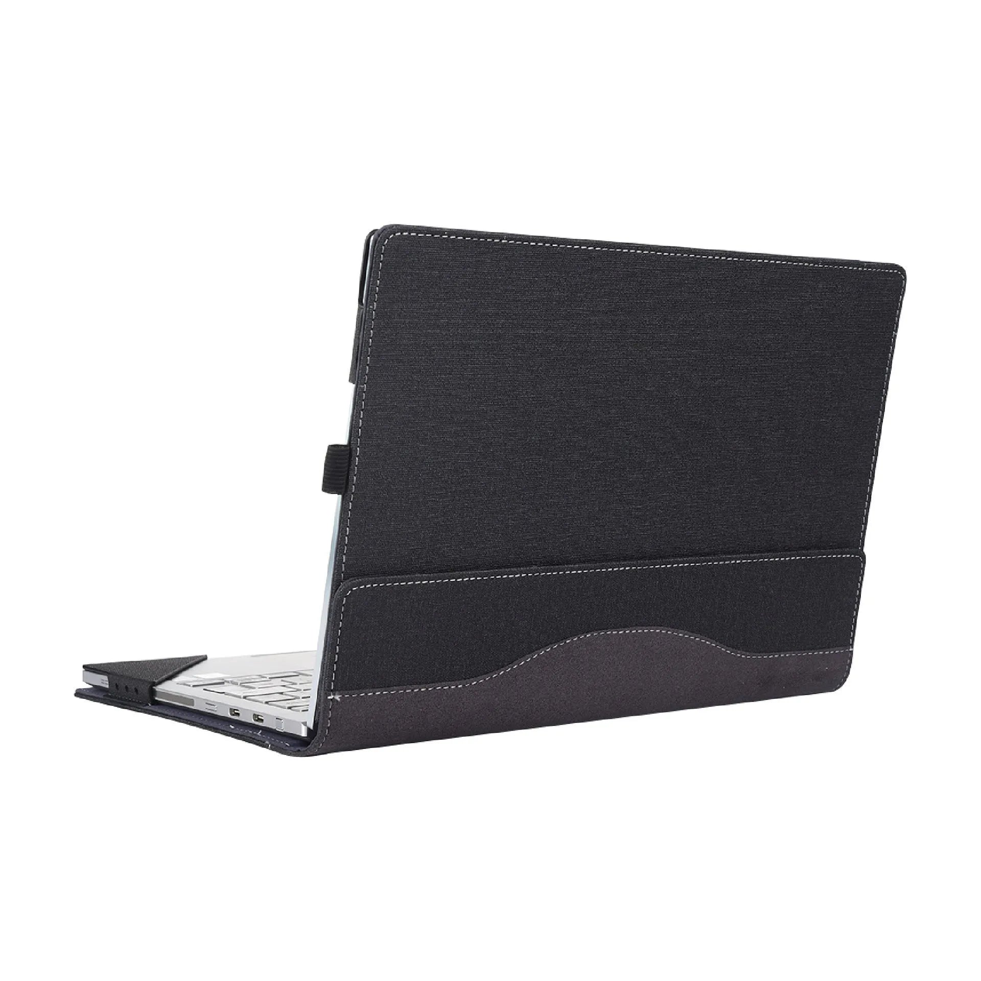 Black imitation leather protective sleeve for Microsoft Surface Laptop 6 with portable bracket design