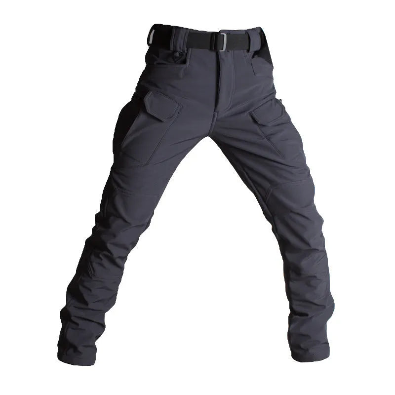IX7 Shell Tactical Pants in green, men's winter outdoor breathable waterproof trousers with fleece lining