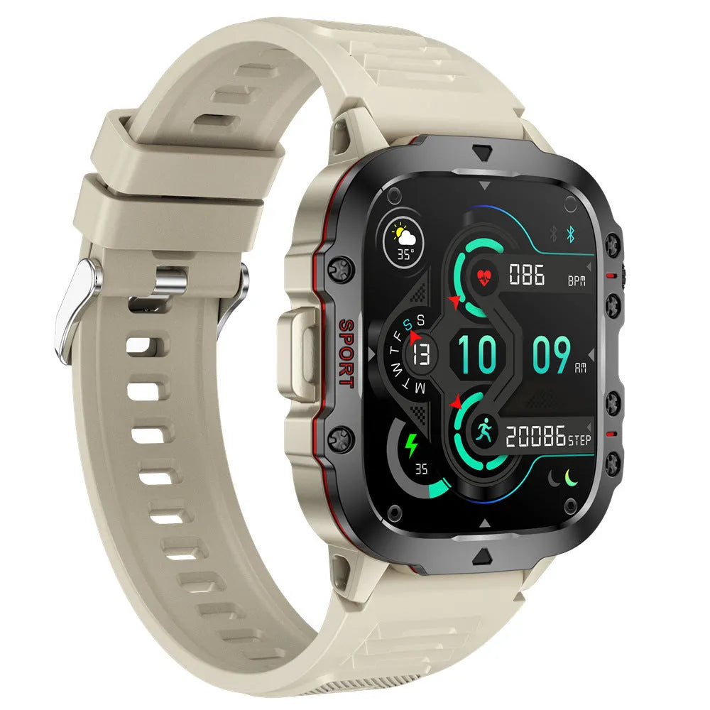 QX11 smart Bluetooth watch with TFT touchscreen showing heart rate display on black zinc alloy case