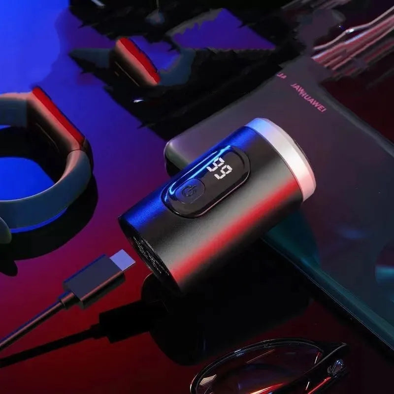 Black portable USB rechargeable shaver with brushless motor and LED display