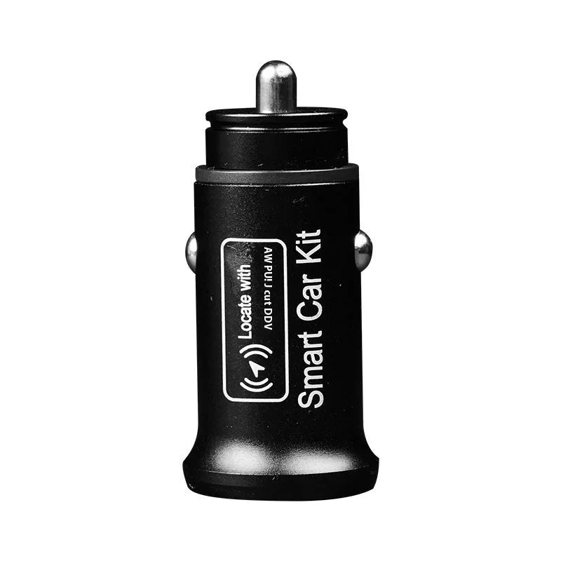 Black ABS plastic car charger GPS vehicle tracker device with power plug.
