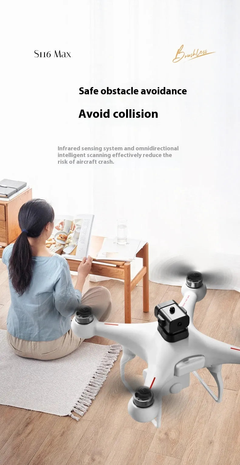 Black or white brushless UAV drone with obstacle avoidance and HD camera, under 30cm size