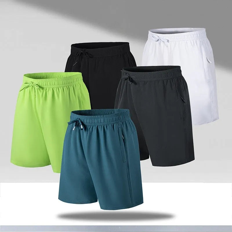 Men's loose fit quick-drying sports beach shorts in ice silk polyester fabric available in multiple colours