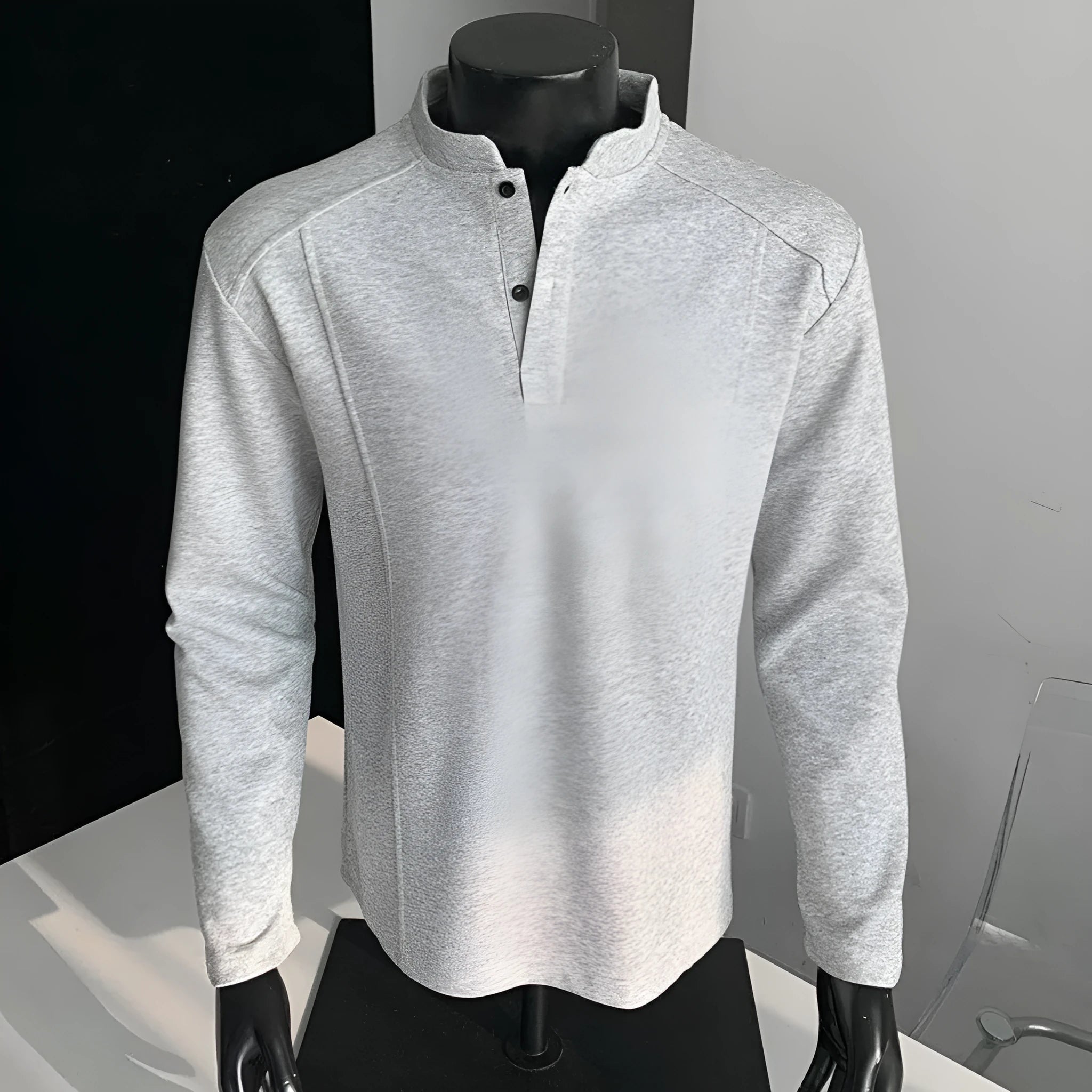 Men's asymmetric patchwork collar polo shirt in Chinese cotton available in multiple sizes and colours