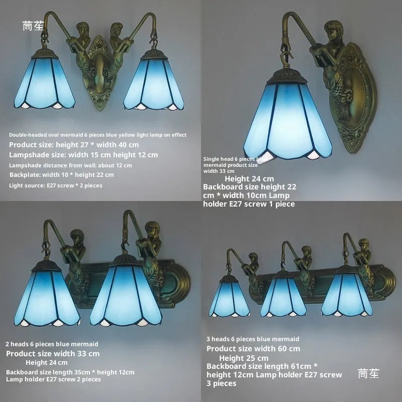 Oval mermaid bathroom mirror light with white finish, LED compatible wall lamp for vanity