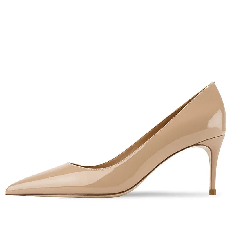 Naked light mouthed French women's soft soled high heel shoe pointed toe fine heel black