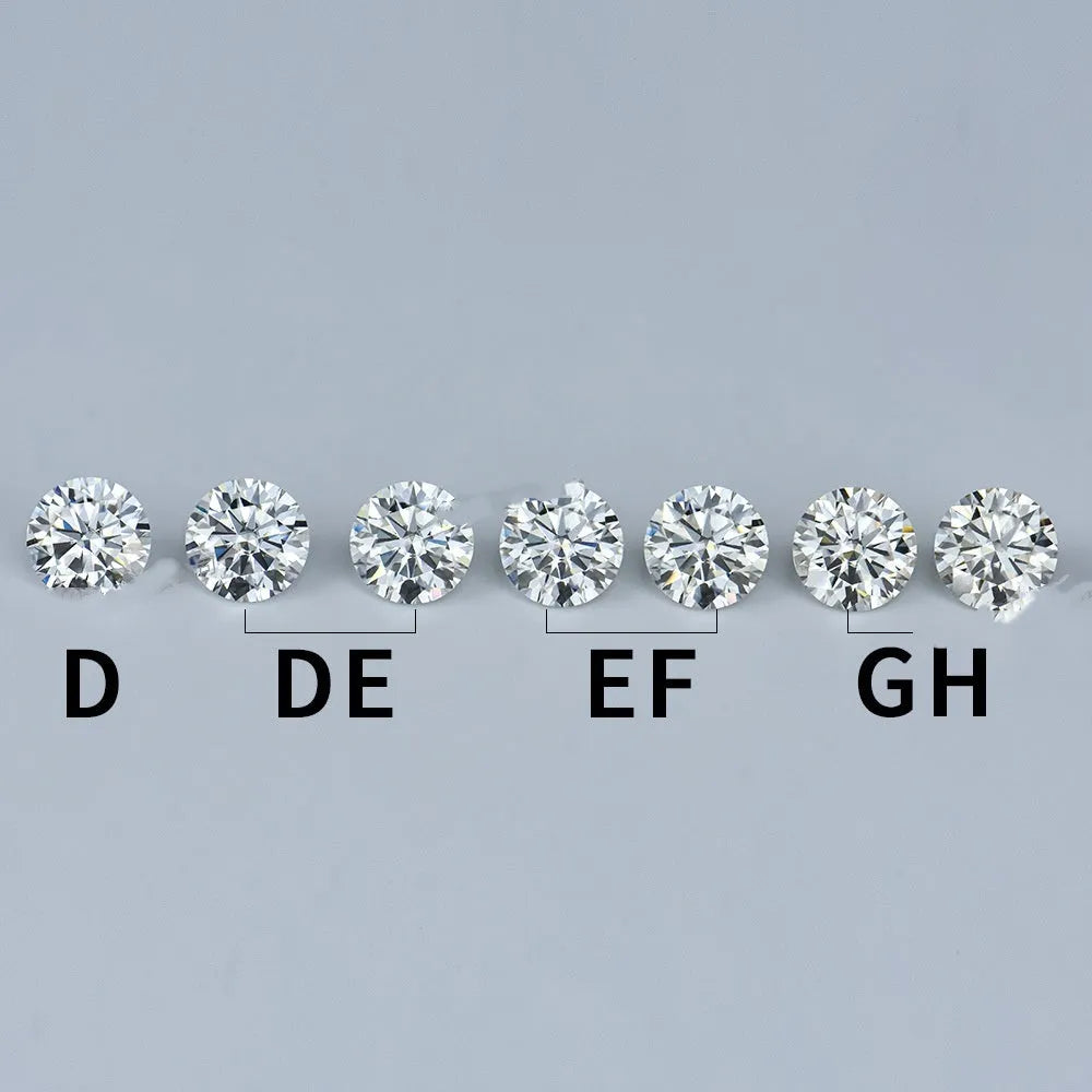Round moissanite loose gemstone with eight hearts and eight arrows cut on a dark surface