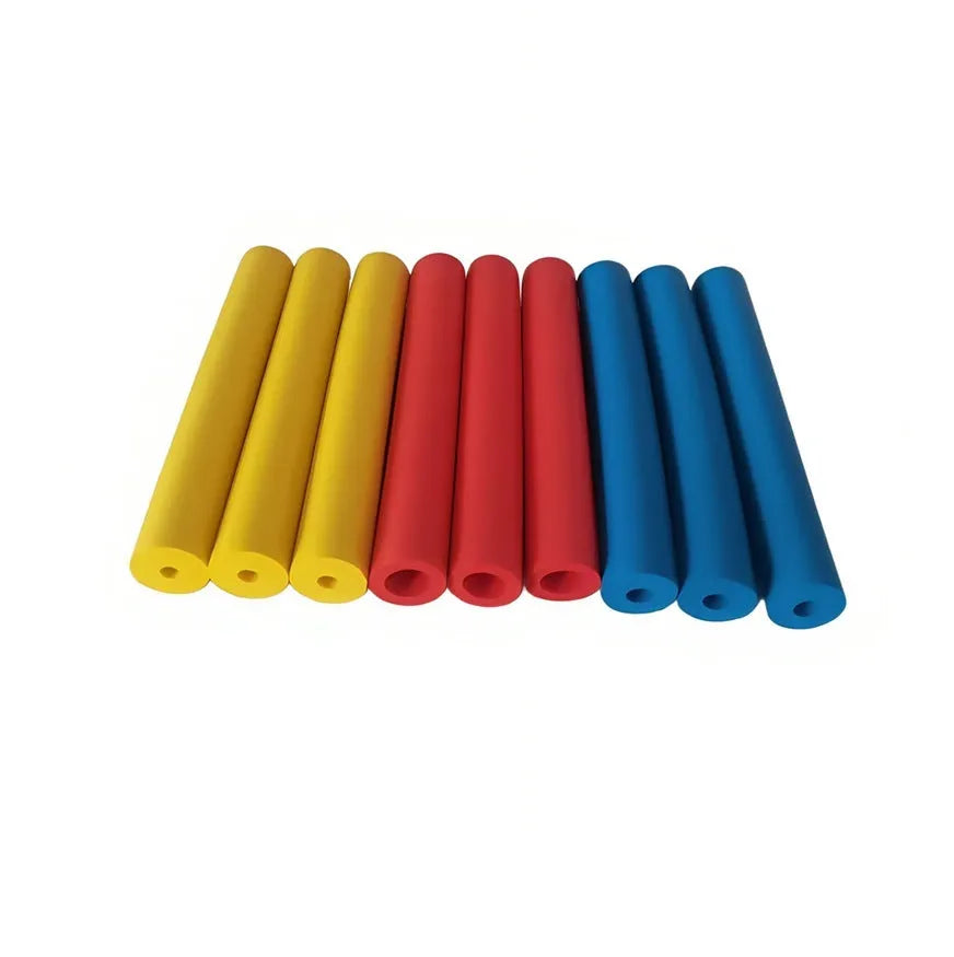 Rubber auxiliary grip hose sleeves for tableware pens, showing inner and outer diameters.