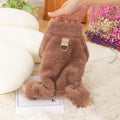 Four-legged thick plush dog clothing with high collar in blue colour showing full coverage design
