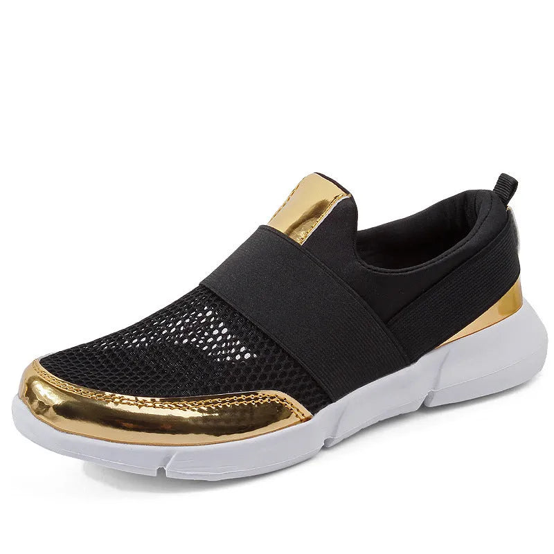 Breathable low top mesh sneakers for women in blue, black or grey, showcasing lightweight casual design.