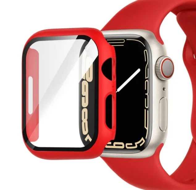 PC tempered film Apple Watch case in transparent showing slim protective design for smartwatch