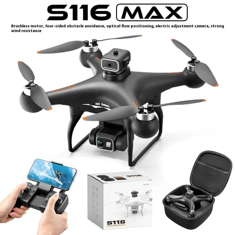 Black or white brushless UAV drone with obstacle avoidance and HD camera, under 30cm size