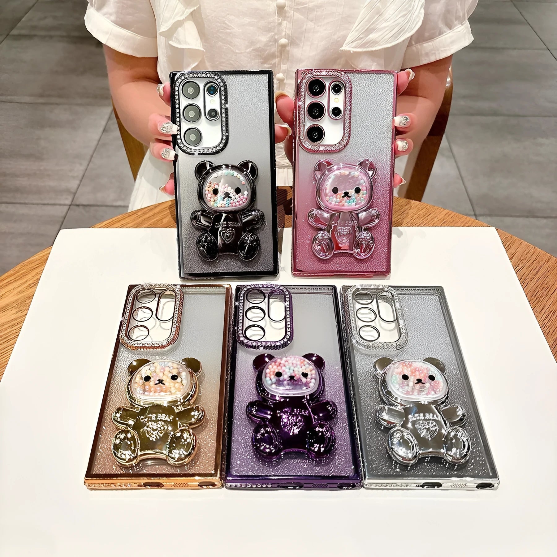 Silicone soft edge diamond plated phone case in rose gold for iPhone 15 Pro Max