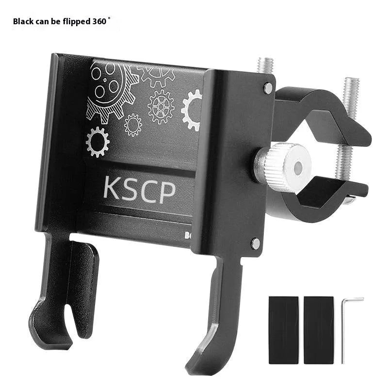 Aluminum alloy bicycle and motorcycle mobile phone holder in black with clamp for handlebar mounting