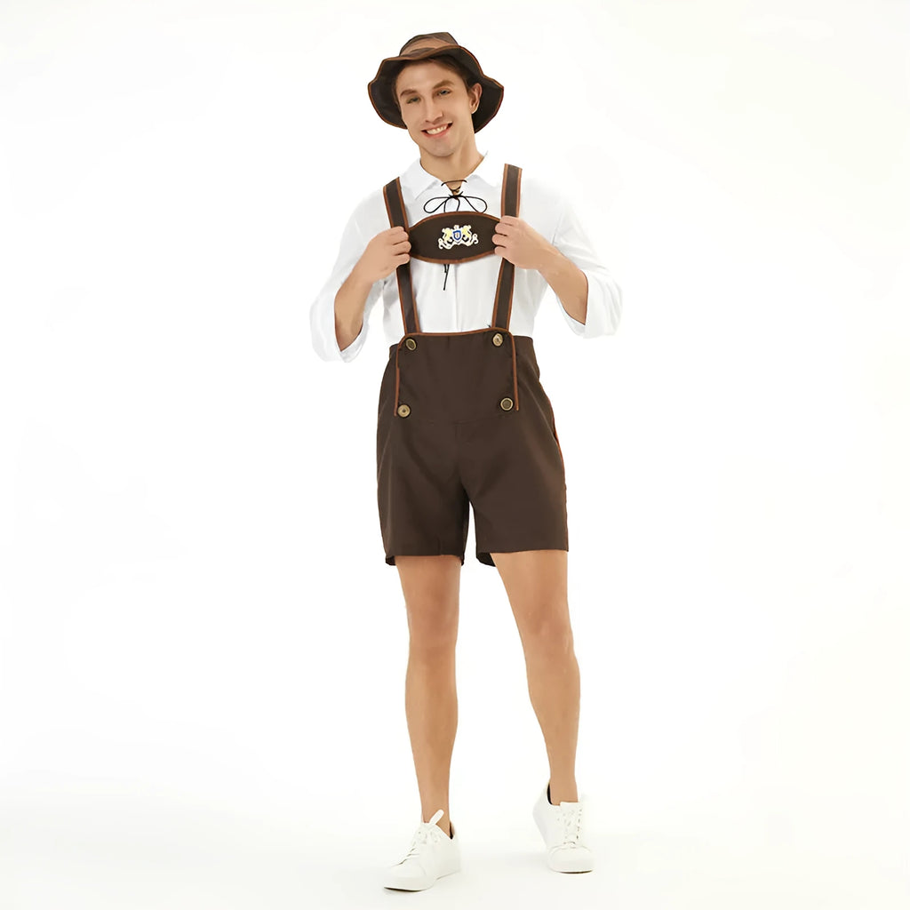 Men's Oktoberfest beer festival clothing suit in 3350 colour with top, suspender overalls, and hat